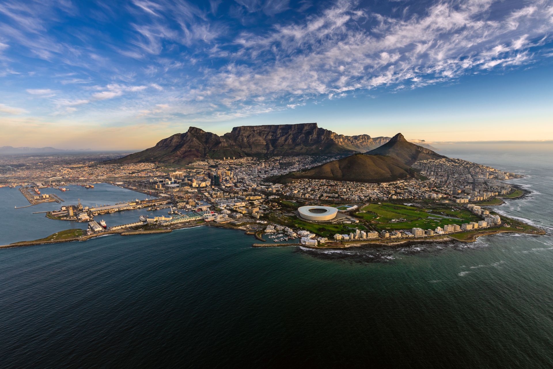 Вид с воздуха на Кейптаун, Южная Африка