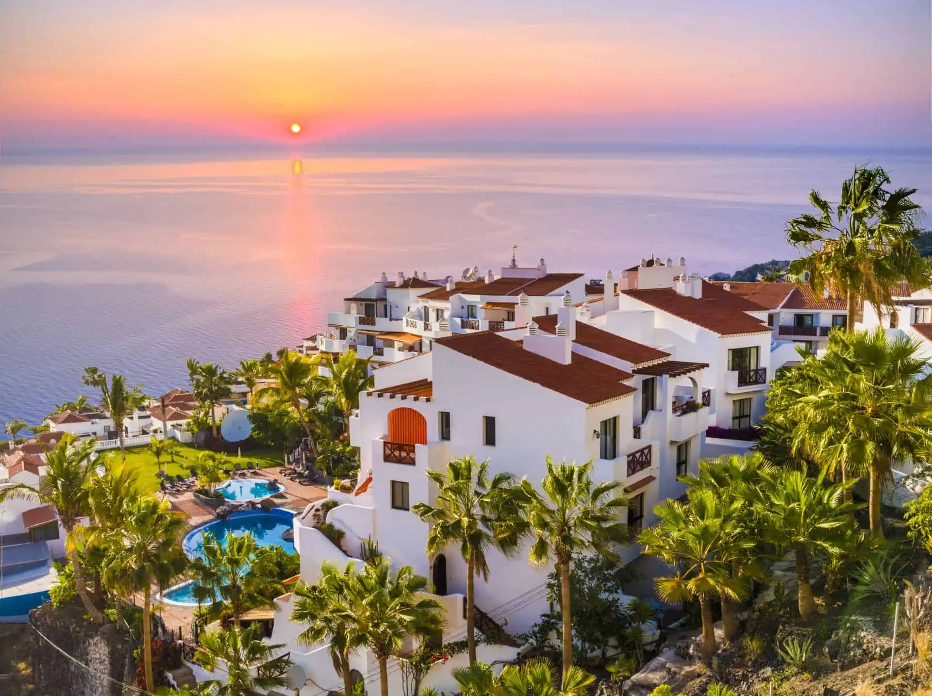 Sunrise in the city of Puerto de Santiago