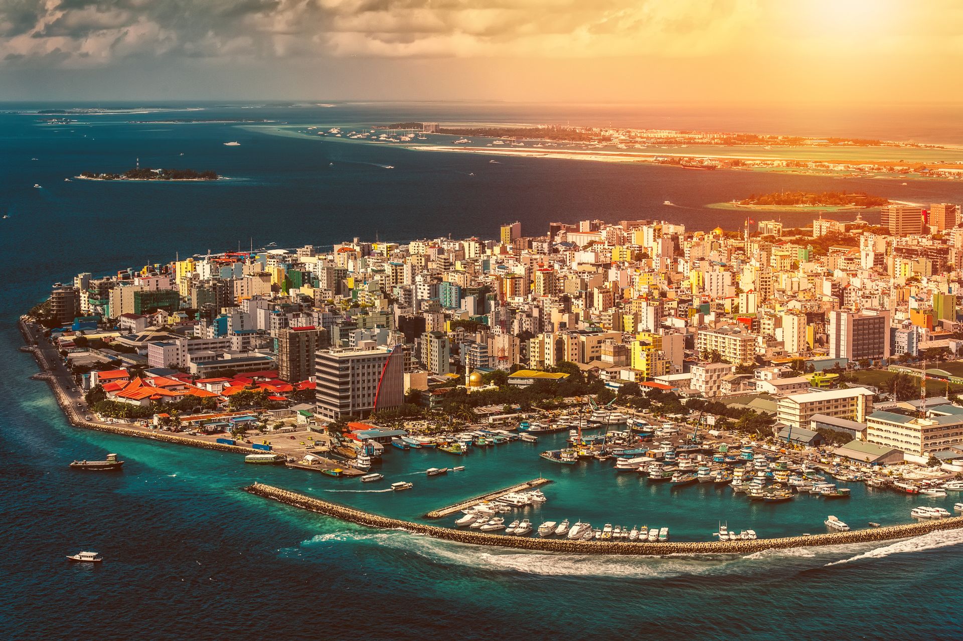 从上面看马尔代夫的首都