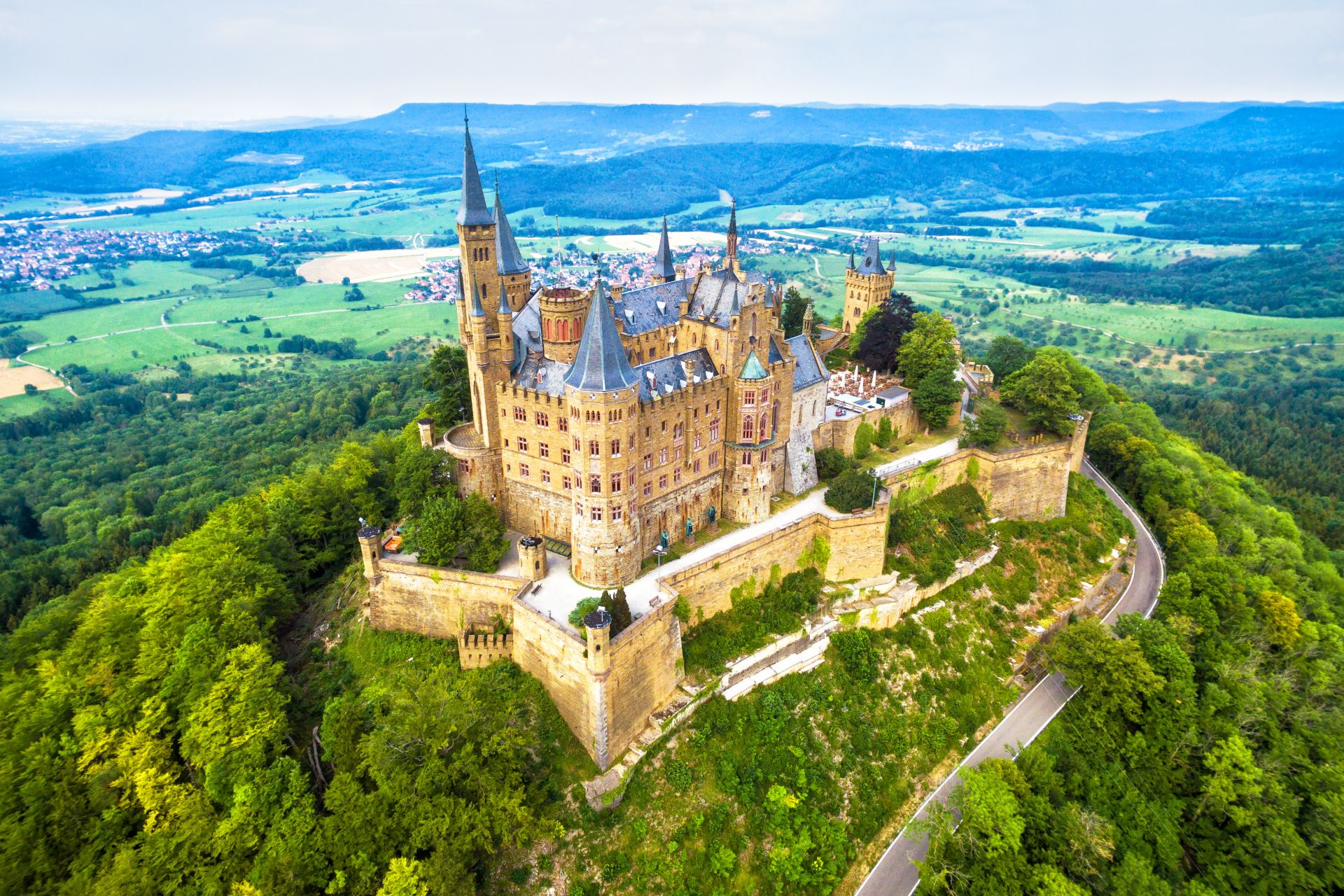 Hohenzollern castle on mountain, Germanys
