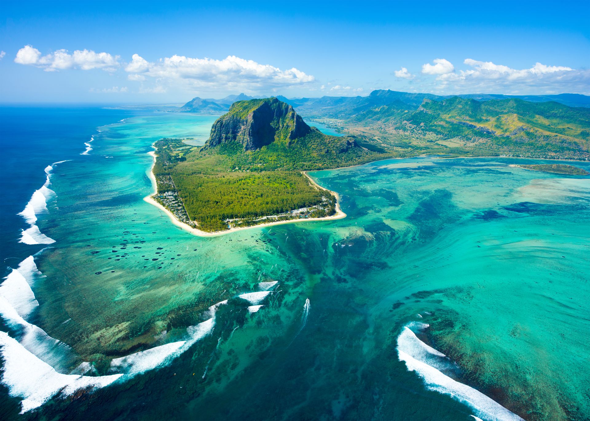 Mauritius island and the famous mountain Le Morne Brabant