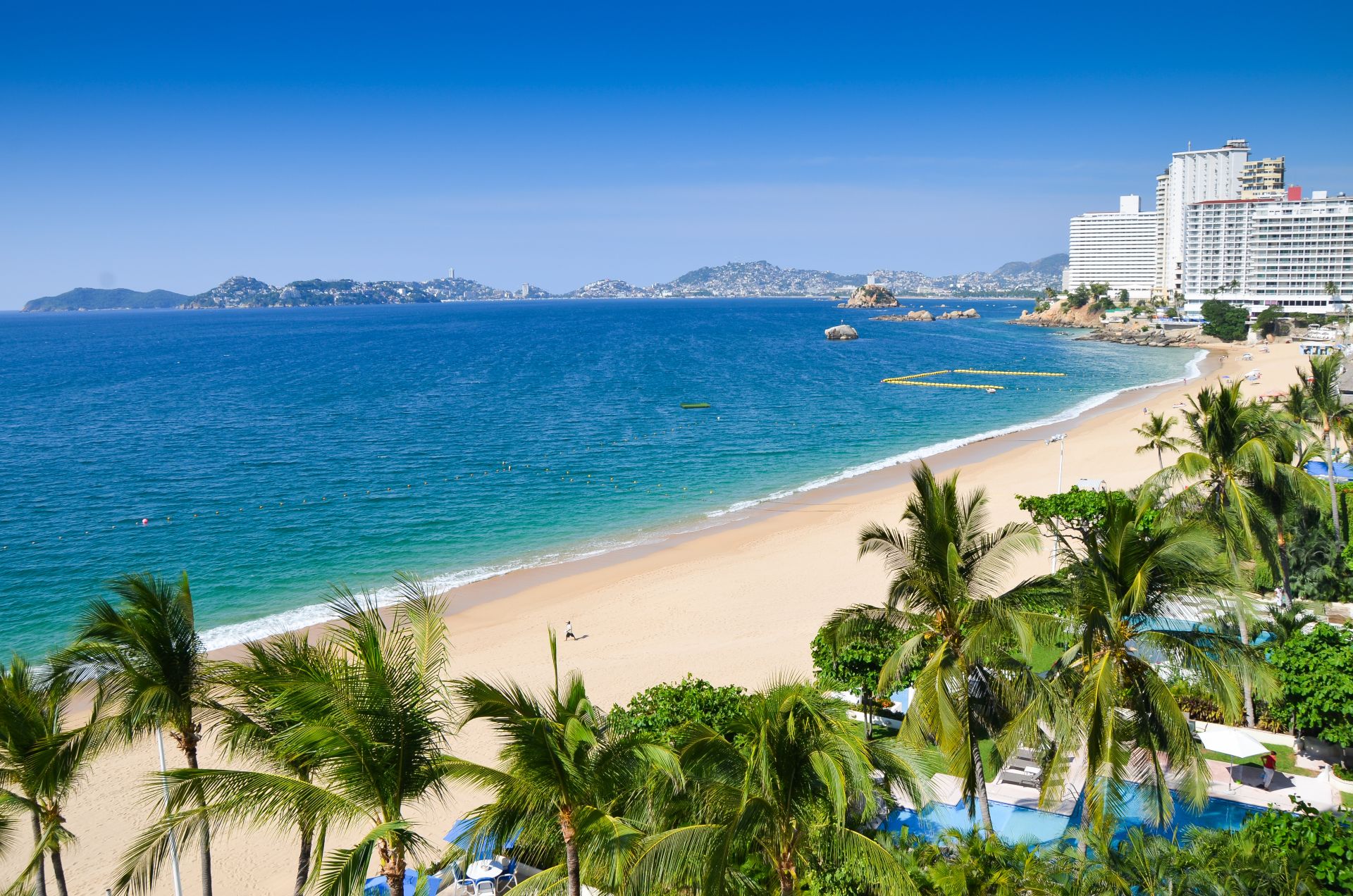 Aerial view of Acapulco beach