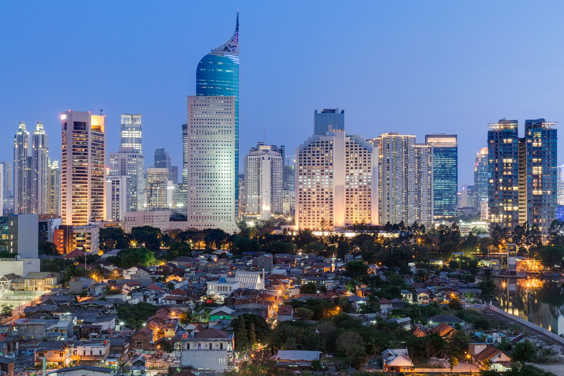 Jakarta downtown with tall buildings