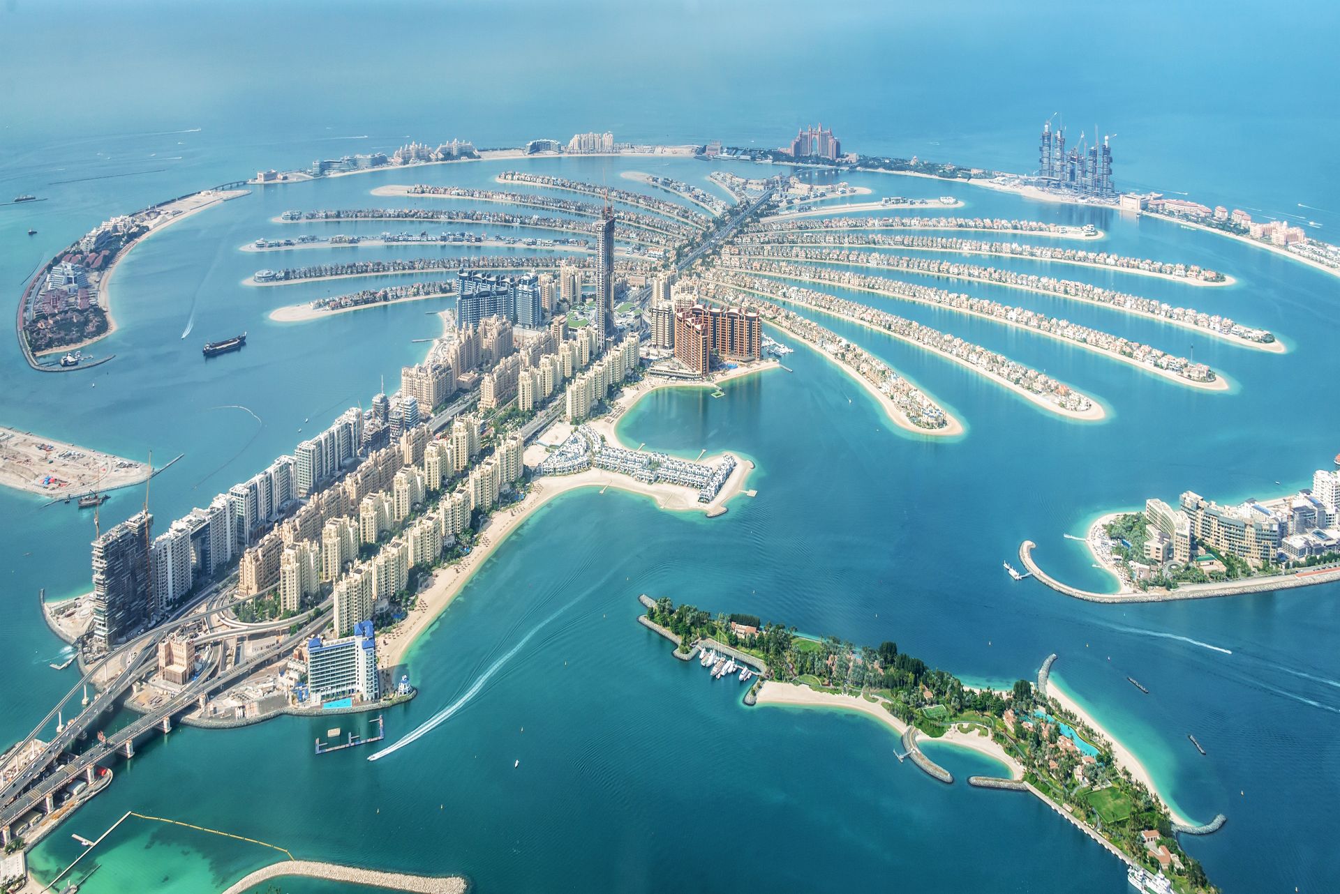 Vue aérienne de l'île de Dubaï Palm Jumeirah
