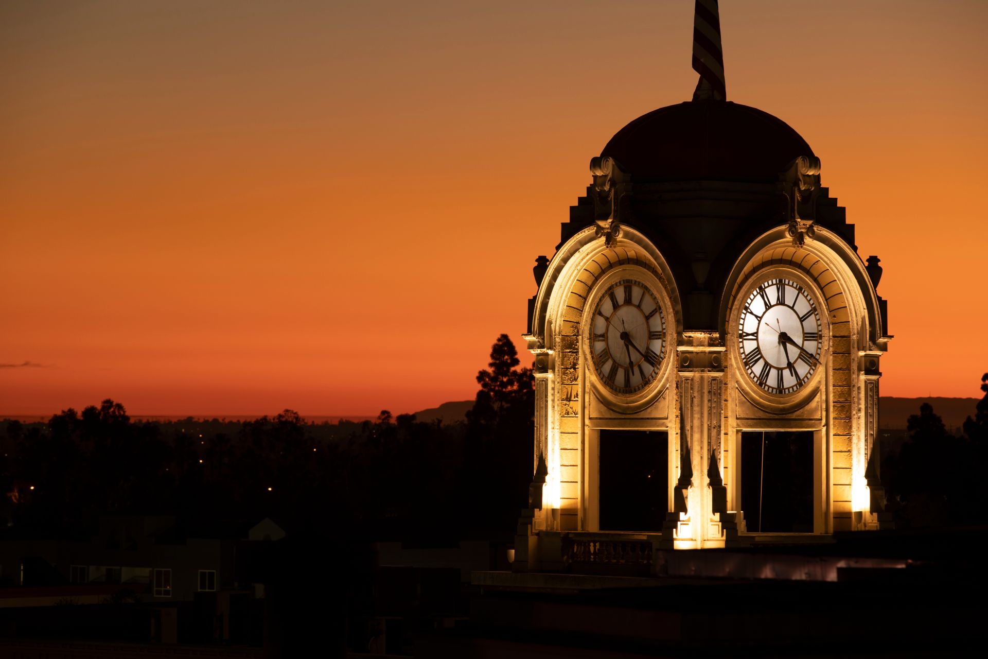 clock tower in downtown Santa Ana