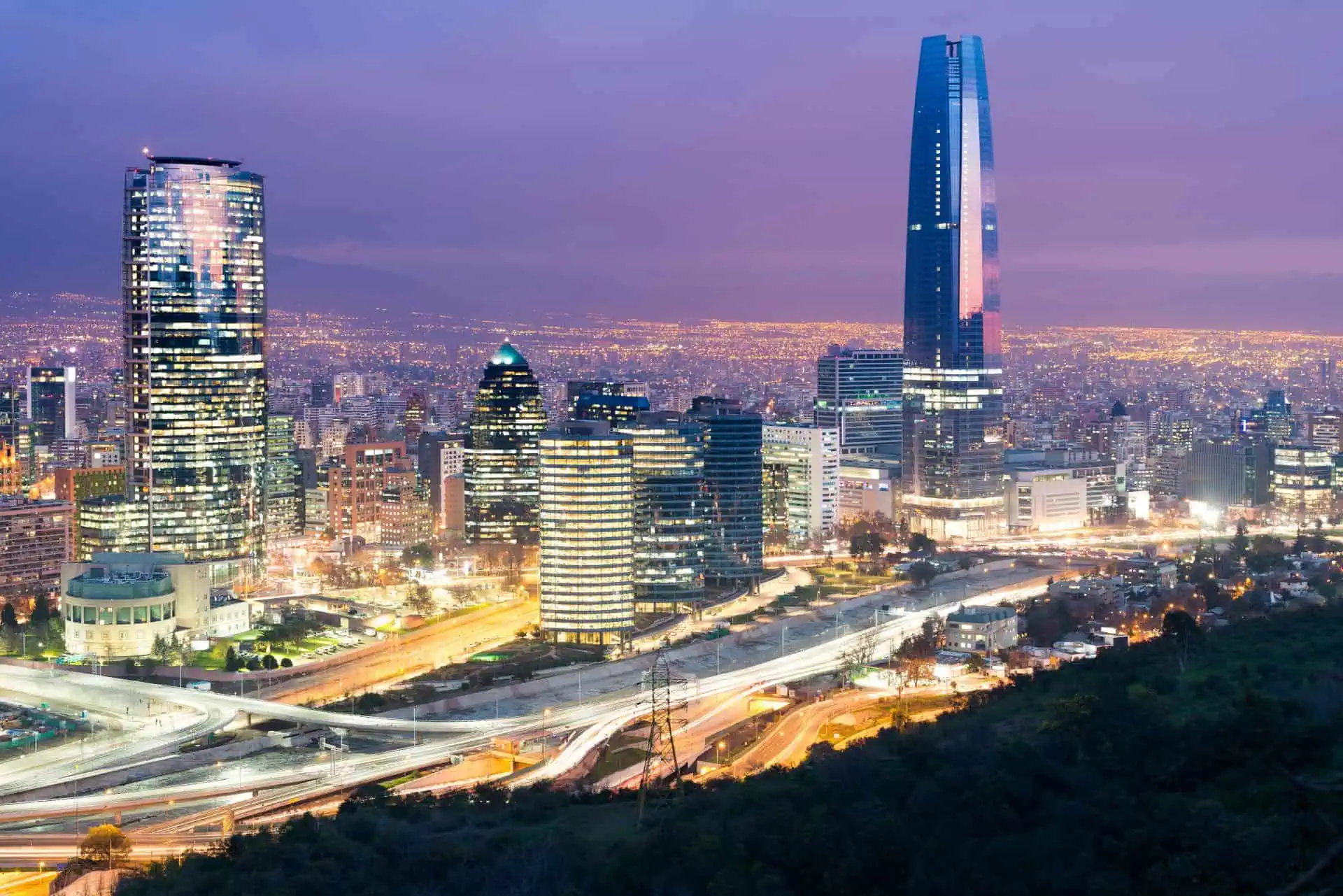 Santiago de Chile line with modern buildings
