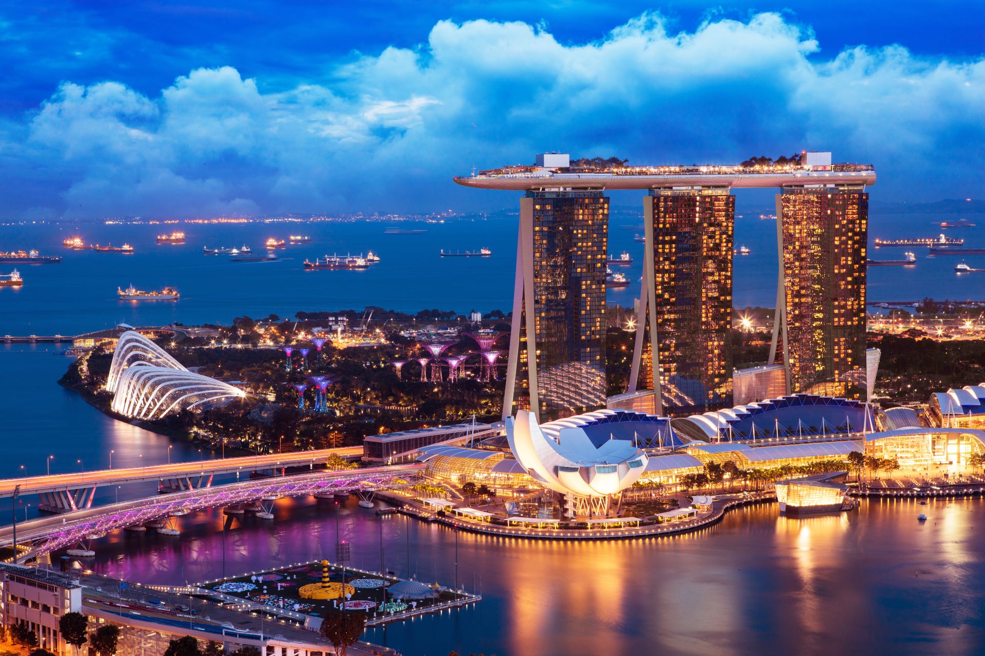 Panorama du quartier financier de Singapour