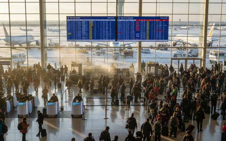 A scene of how Air Travel looks in the last week of the year at a crowded airport