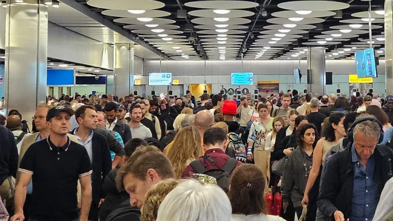 long lines for passengers related to international travel