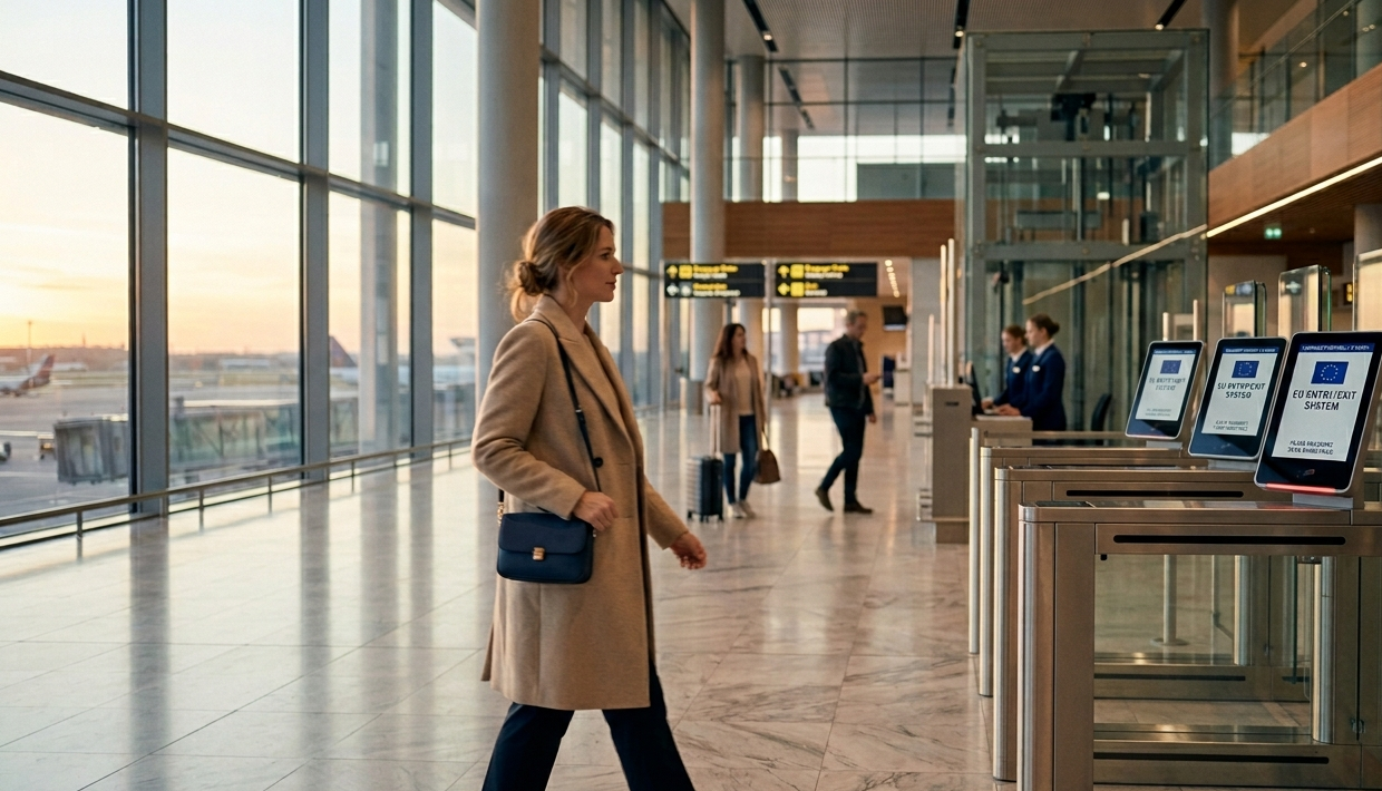 woman going through the EES System at European Airport